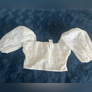 Abercrombie White Puffy Sleeve Crop top in White